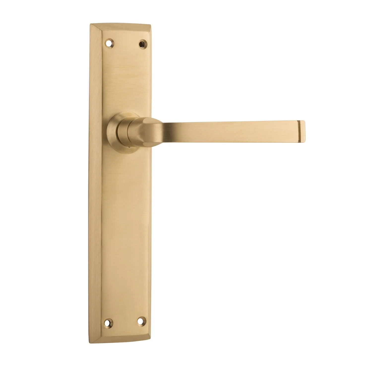 Tradco Menton Door Lever Handle on Long Backplate Unlacquered Satin Brass - Image 4