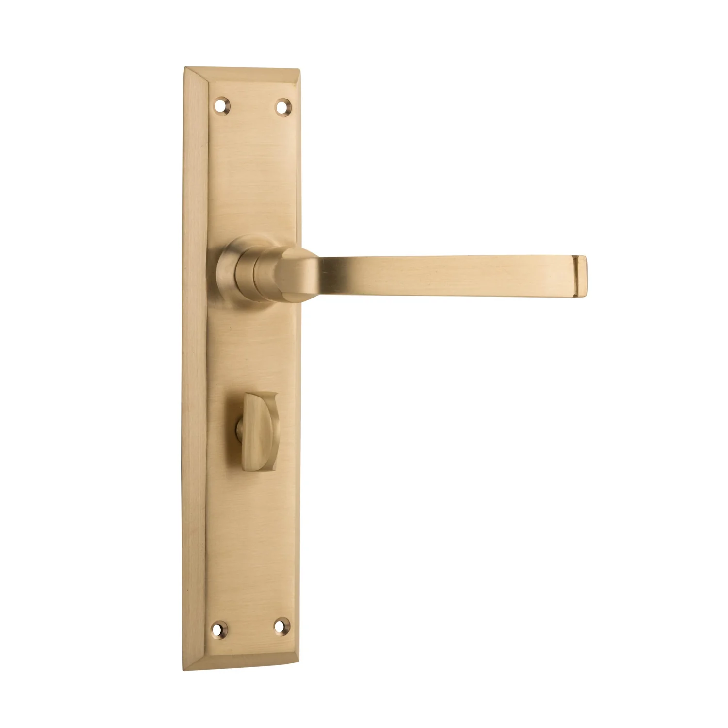 Tradco Menton Door Lever Handle on Long Backplate Unlacquered Satin Brass - Image 5