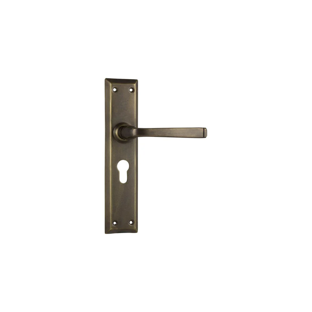 Tradco Menton Lever Door Handle on Long Backplate Antique Brass - Image 4