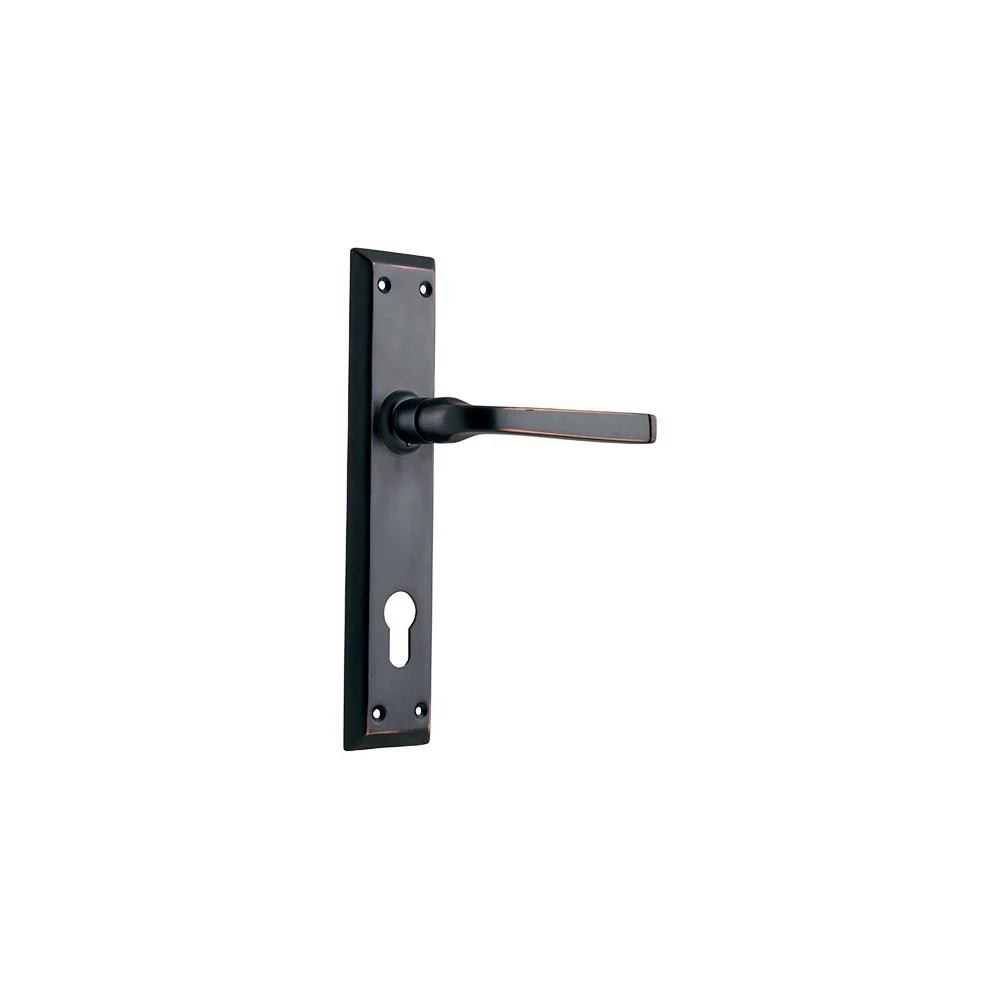 Tradco Menton Lever Door Handle on Long Backplate Antique Copper - Image 3