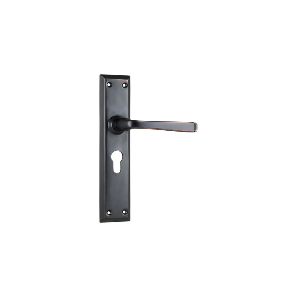 Tradco Menton Lever Door Handle on Long Backplate Antique Copper - Image 4