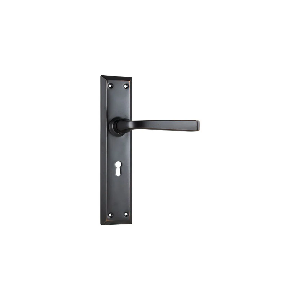 Tradco Menton Lever Door Handle on Long Backplate Antique Copper - Image 6
