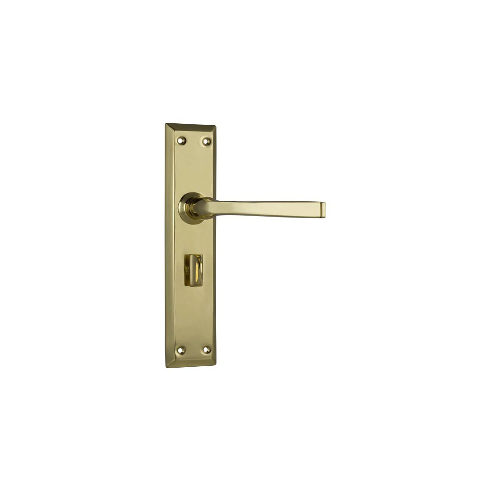 Tradco Menton Lever Door Handle on Long Backplate Polished Brass - Image 5