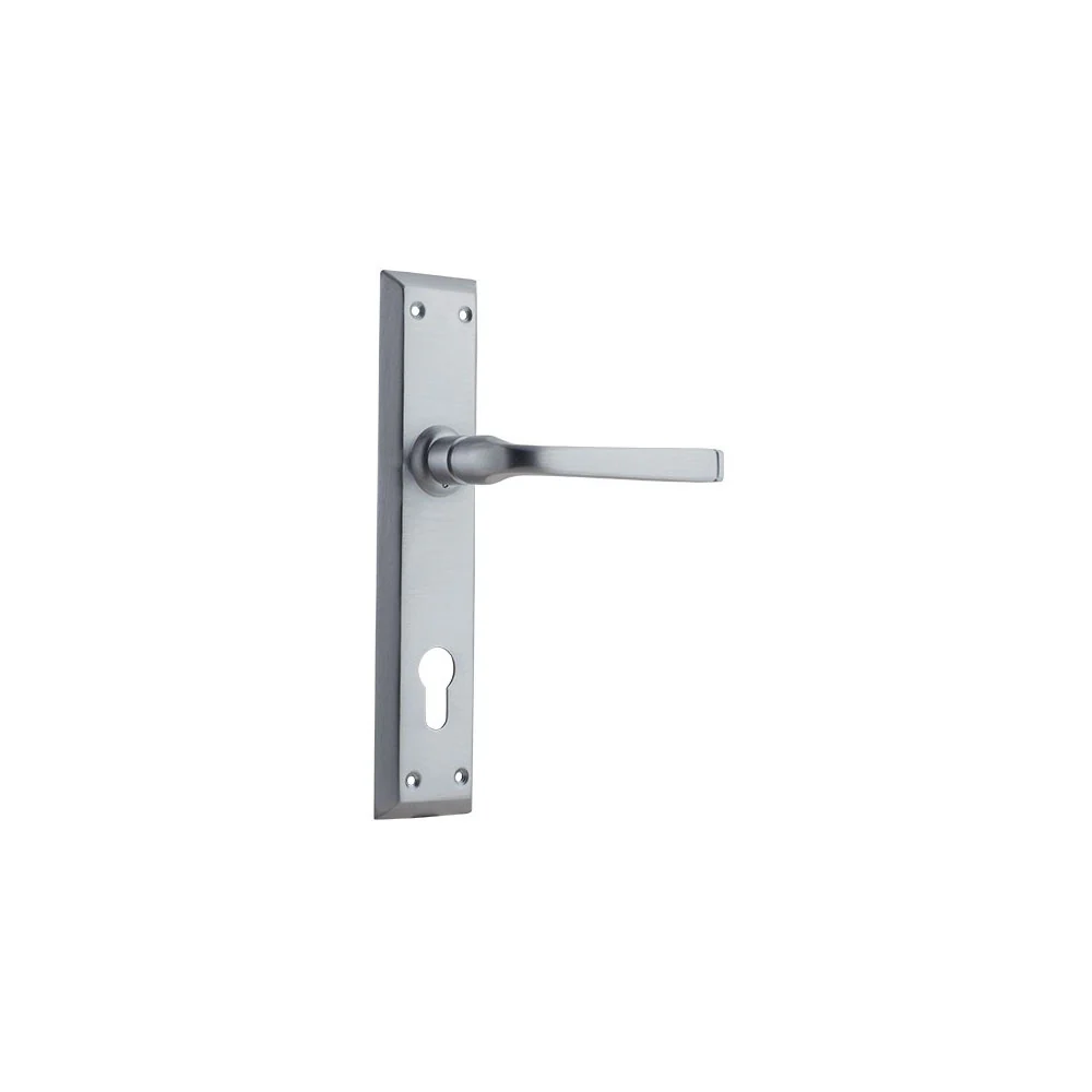 Tradco Menton Lever Door Handle on Long Backplate Satin Chrome - Image 2