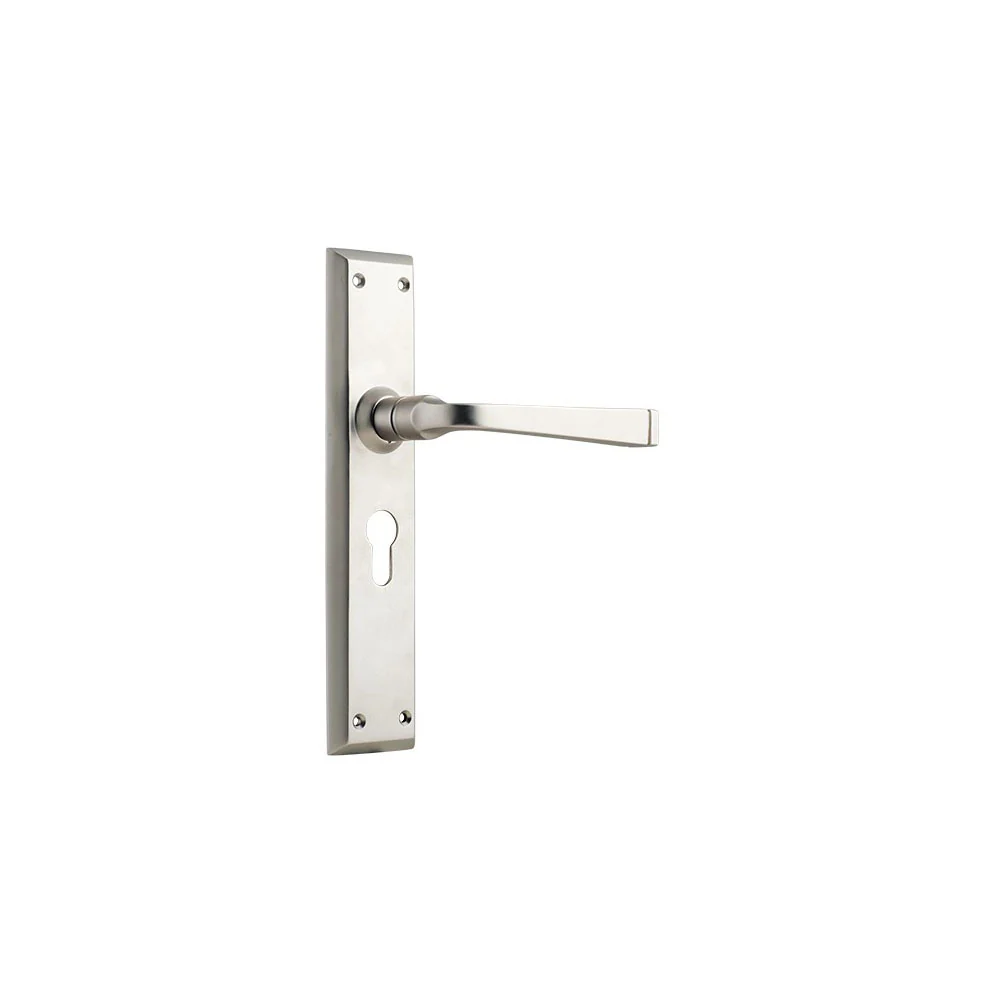 Tradco Menton Lever Door Handle on Long Backplate Satin Nickel - Image 3