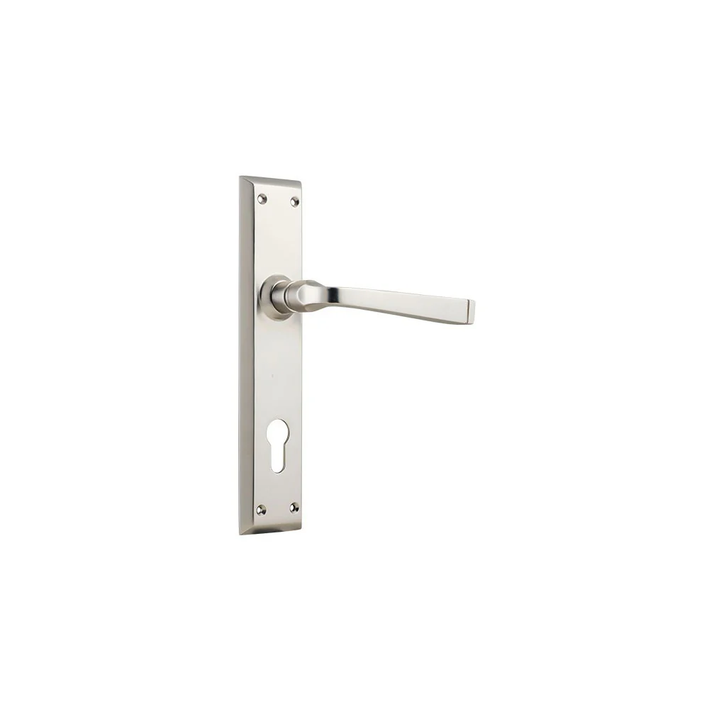 Tradco Menton Lever Door Handle on Long Backplate Satin Nickel - Image 4