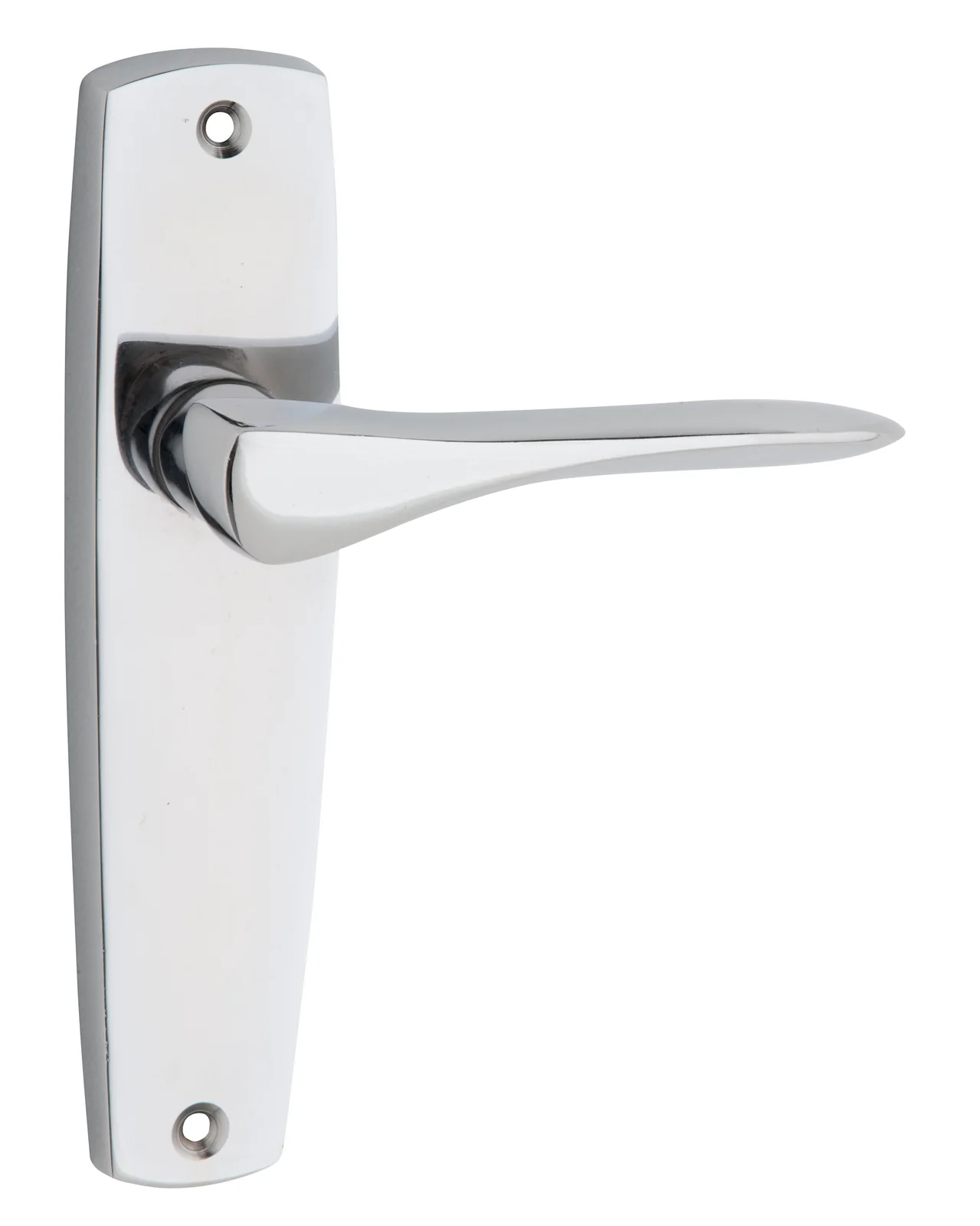 Tradco Mid-Century Door Lever Handle on Rectangular Backplate Chrome Plated - Image 2