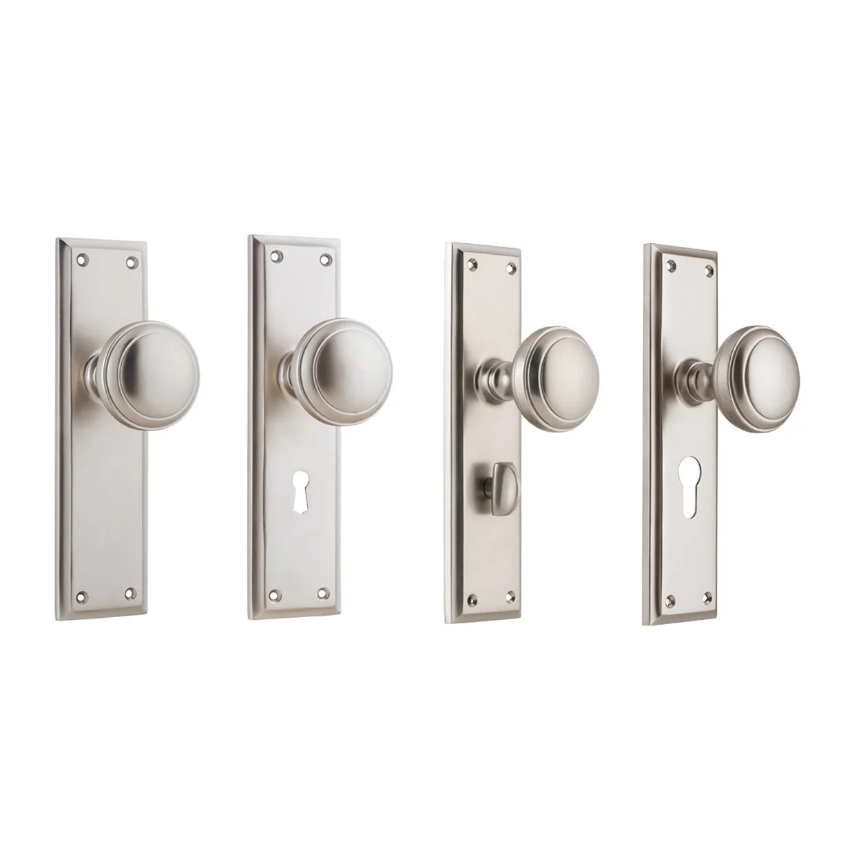 Tradco Milton Knob on Long Backplate Satin Nickel