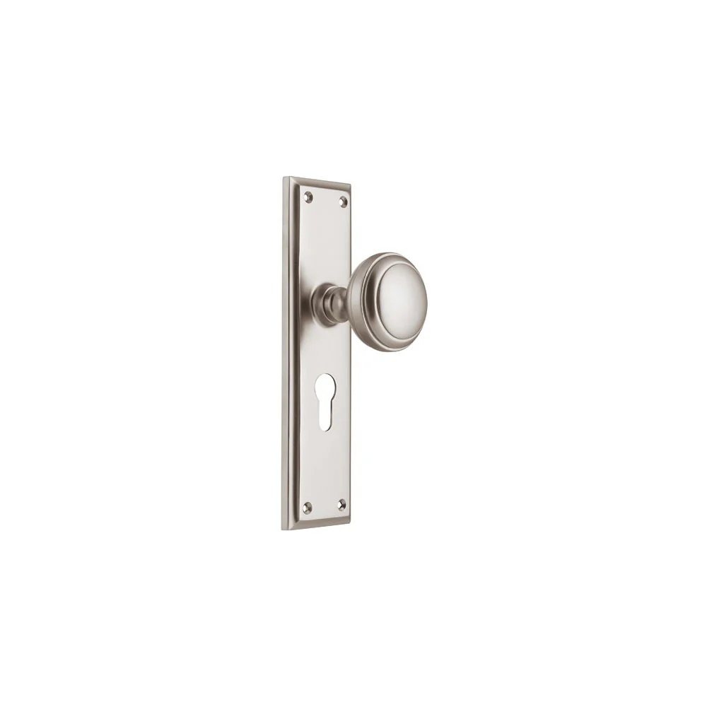 Tradco Milton Knob on Long Backplate Satin Nickel - Image 5