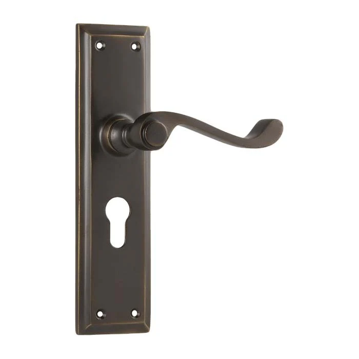 Tradco Milton Lever Door Handle on Long Backplate Antique Brass - Image 3