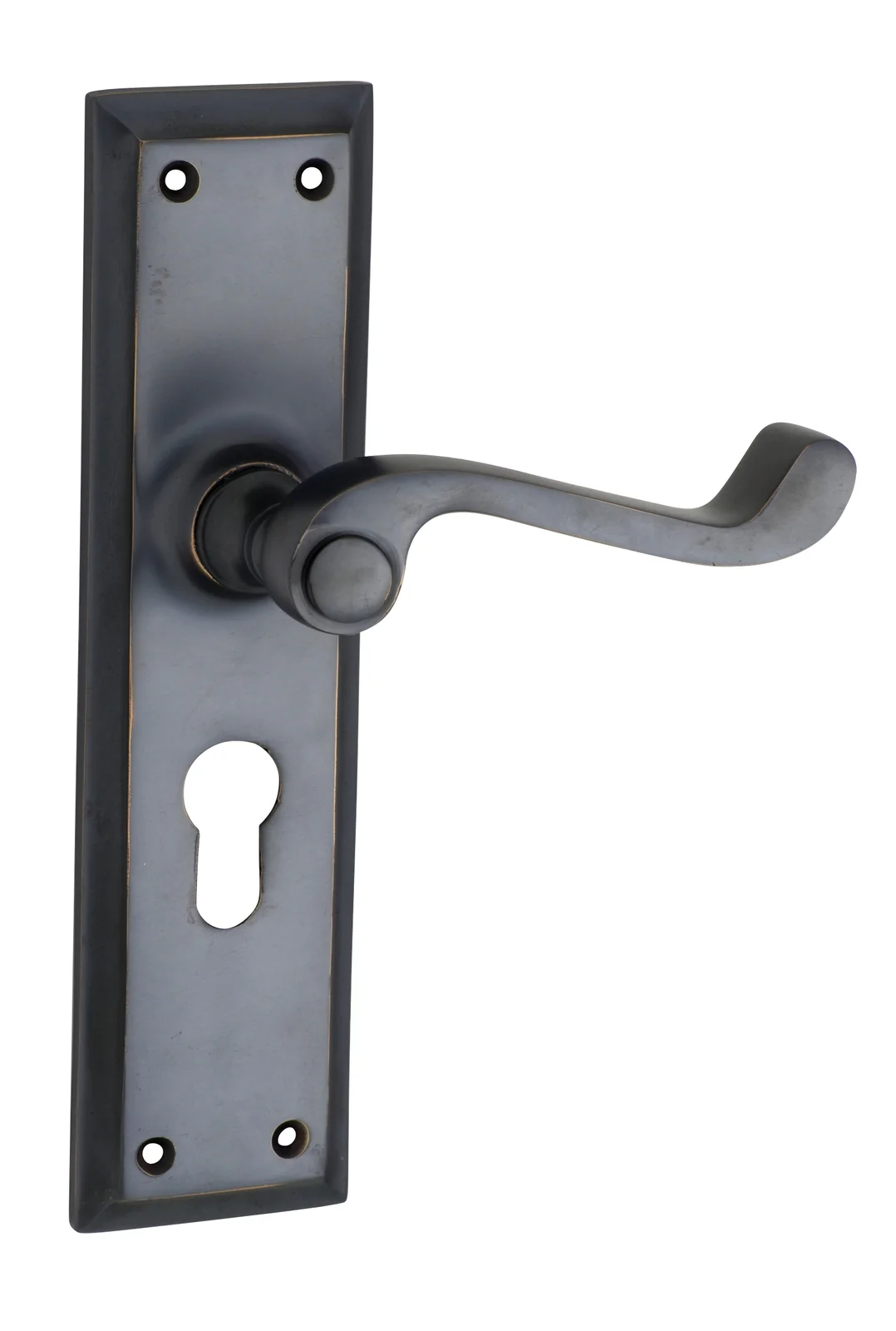 Tradco Milton Lever Door Handle on Long Backplate Antique Copper - Image 3