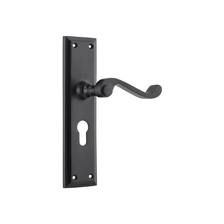 Tradco Milton Lever Door Handle on Long Backplate Matt Black - Image 3