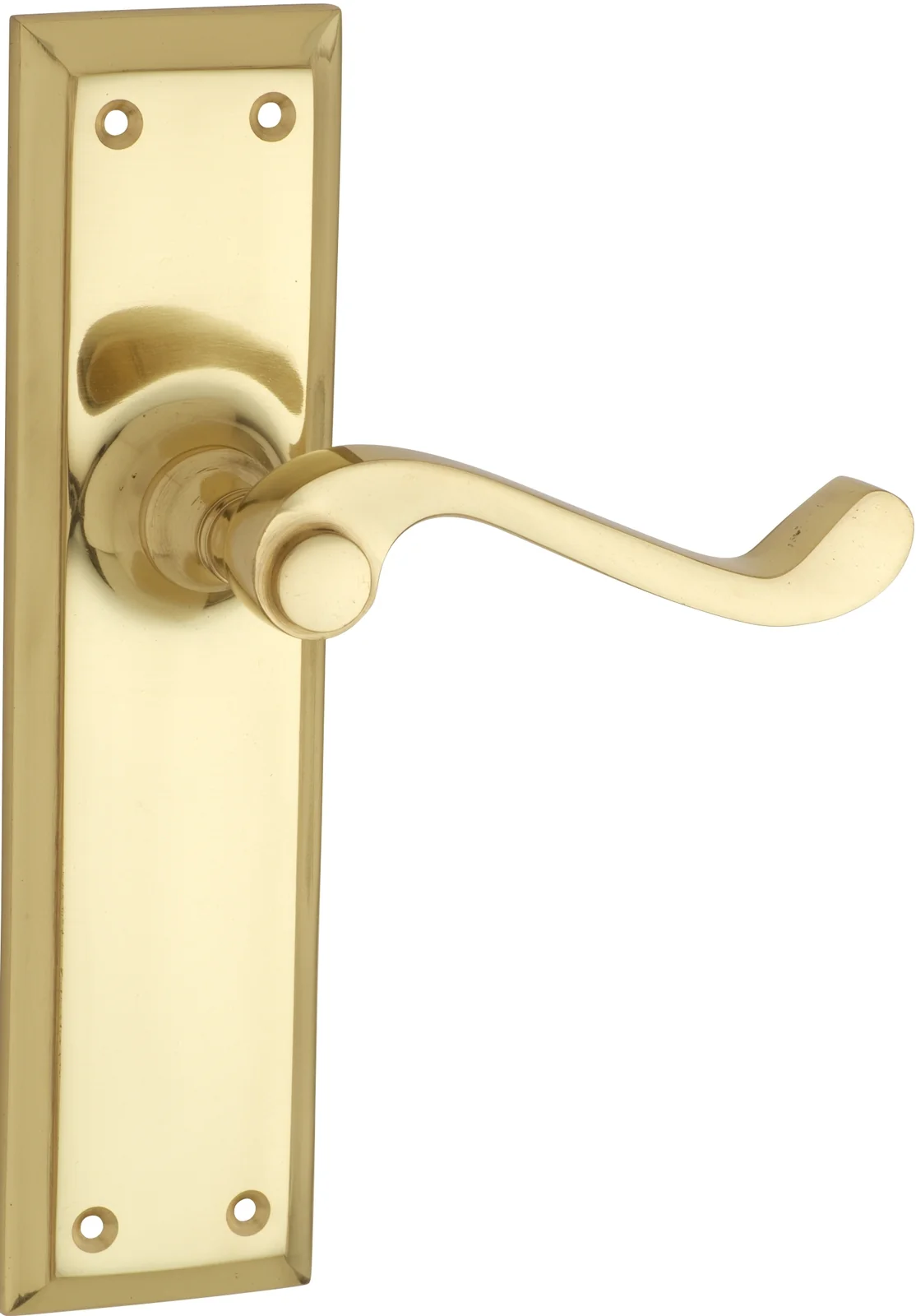Tradco Milton Lever Door Handle on Long Backplate Polished Brass - Image 3