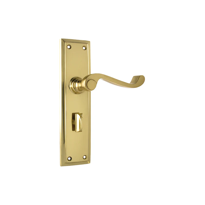 Tradco Milton Lever Door Handle on Long Backplate Polished Brass - Image 4