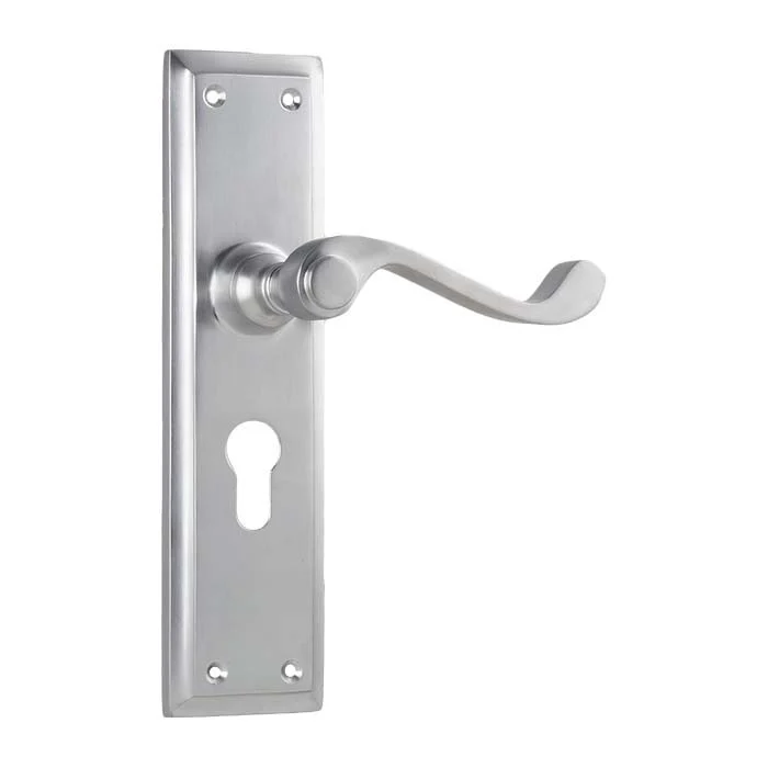Tradco Milton Lever Door Handle on Long Backplate Satin Chrome - Image 2