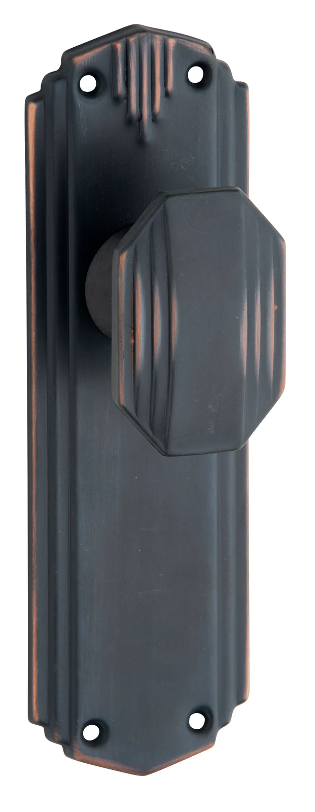 Tradco Napier Art Deco Door Knob on Backplate Antique Copper - Image 2