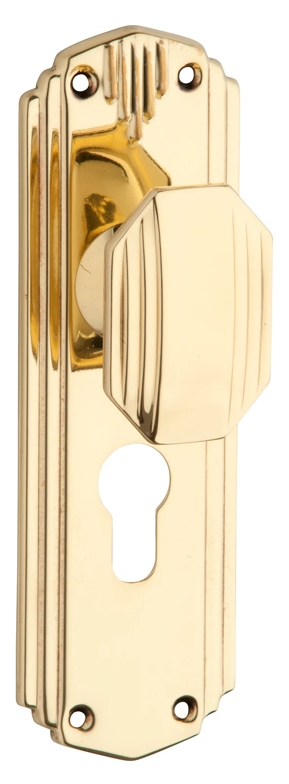 Tradco Napier Art Deco Door Knob on Backplate Polished Brass - Image 2