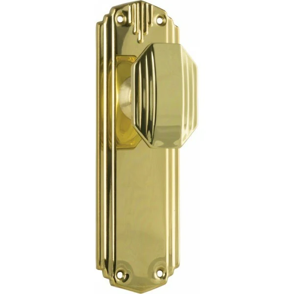 Tradco Napier Art Deco Door Knob on Backplate Polished Brass - Image 3