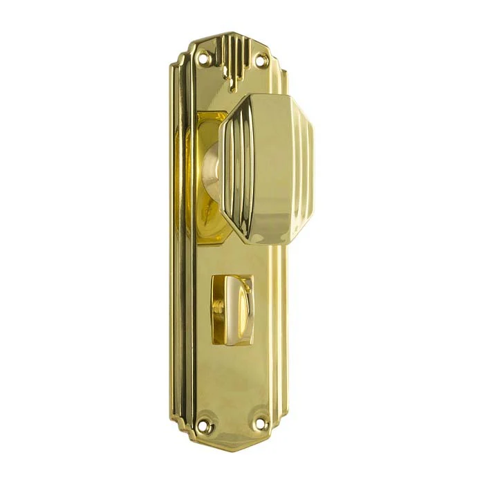Tradco Napier Art Deco Door Knob on Backplate Polished Brass - Image 4