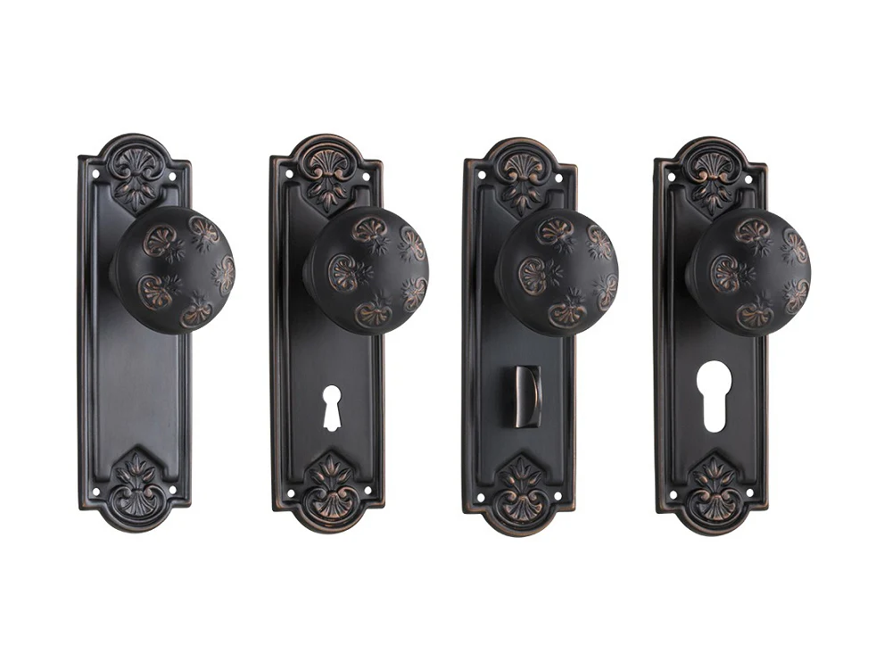 Tradco Nouveau Door Knob on Backplate Antique Copper
