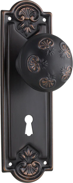 Tradco Nouveau Door Knob on Backplate Antique Copper - Image 5