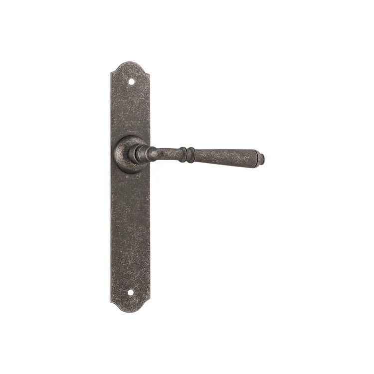 Tradco Reims Lever Door Handle on Long Backplate Rumbled Nickel - Image 2