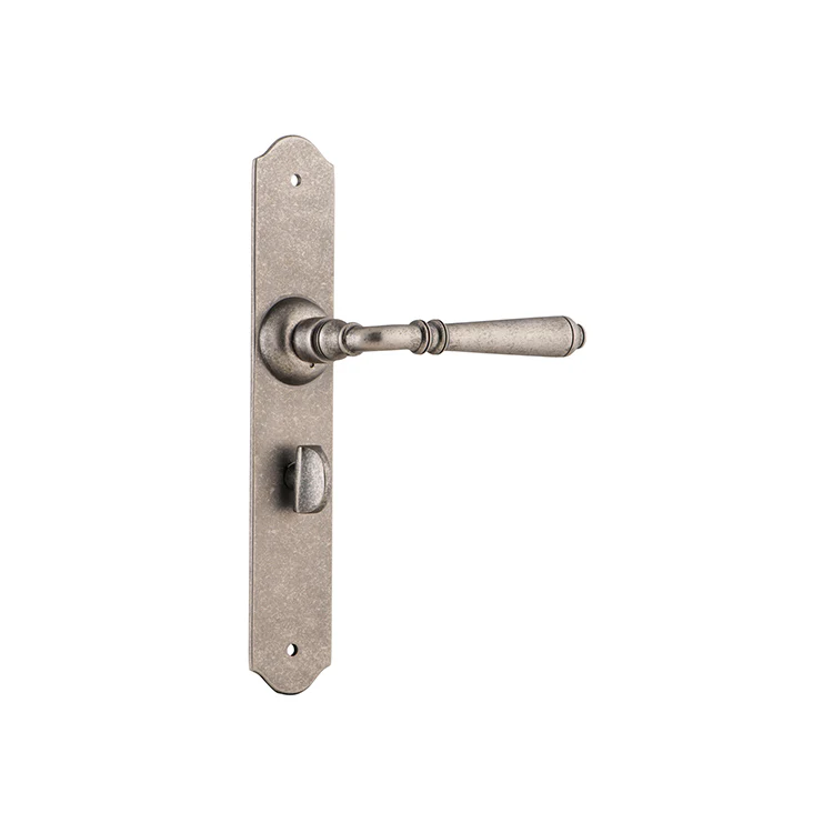 Tradco Reims Lever Door Handle on Long Backplate Rumbled Nickel - Image 5