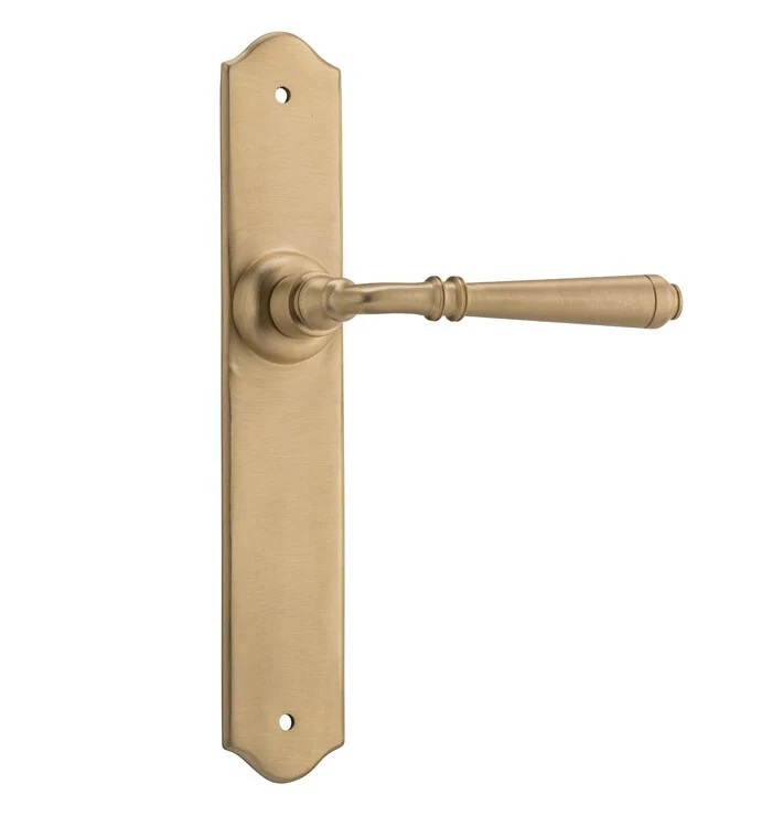 Tradco Reims Lever Door Handle on Long Backplate Satin Brass - Image 2