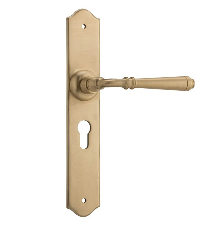 Tradco Reims Lever Door Handle on Long Backplate Satin Brass - Image 4