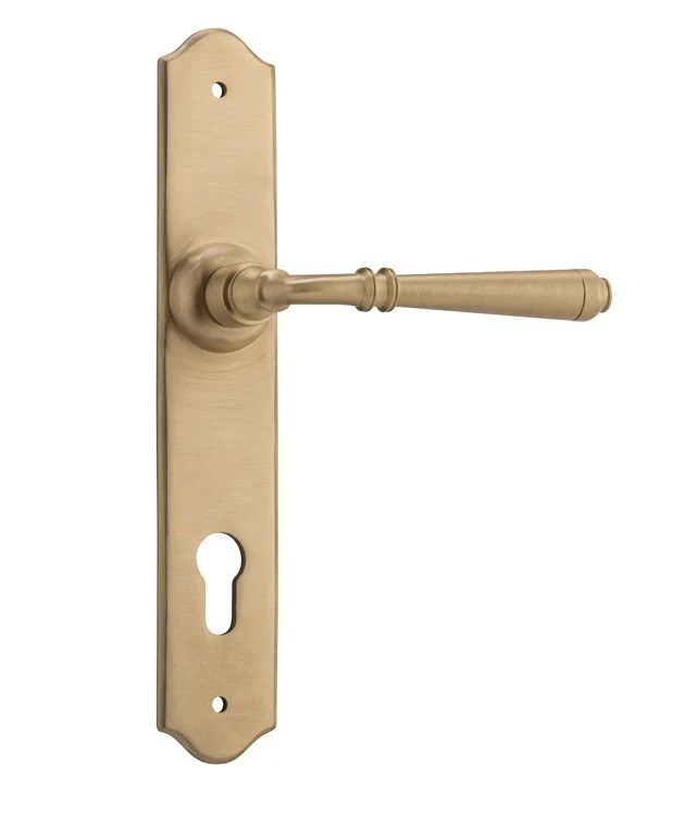 Tradco Reims Lever Door Handle on Long Backplate Satin Brass - Image 5
