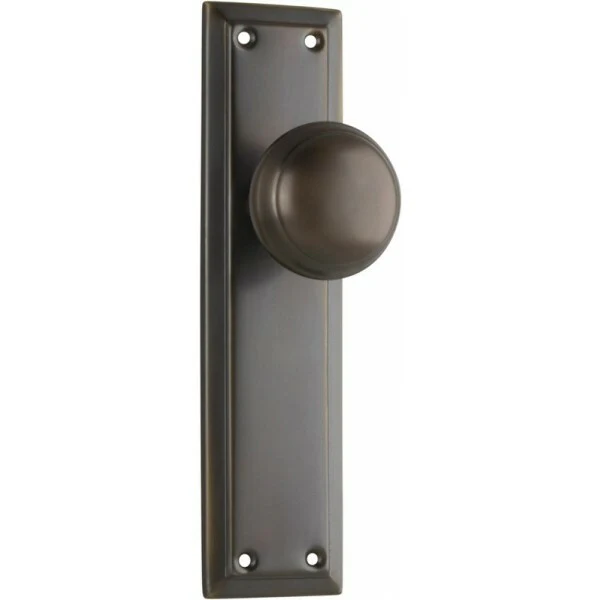 Tradco Richmond Door Knob on Long Backplate Antique Brass - Image 2