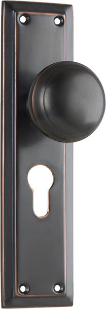 Tradco Richmond Door Knob on Long Backplate Antique Copper - Image 3