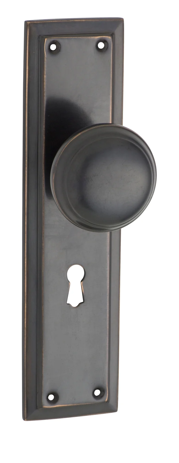Tradco Richmond Door Knob on Long Backplate Antique Copper - Image 5