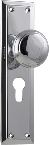 Tradco Richmond Door Knob on Long Backplate Chrome Plated - Image 3