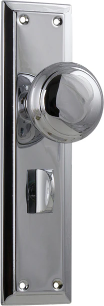 Tradco Richmond Door Knob on Long Backplate Chrome Plated - Image 4