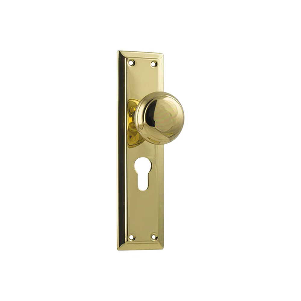 Tradco Richmond Door Knob on Long Backplate Polished Brass - Image 2