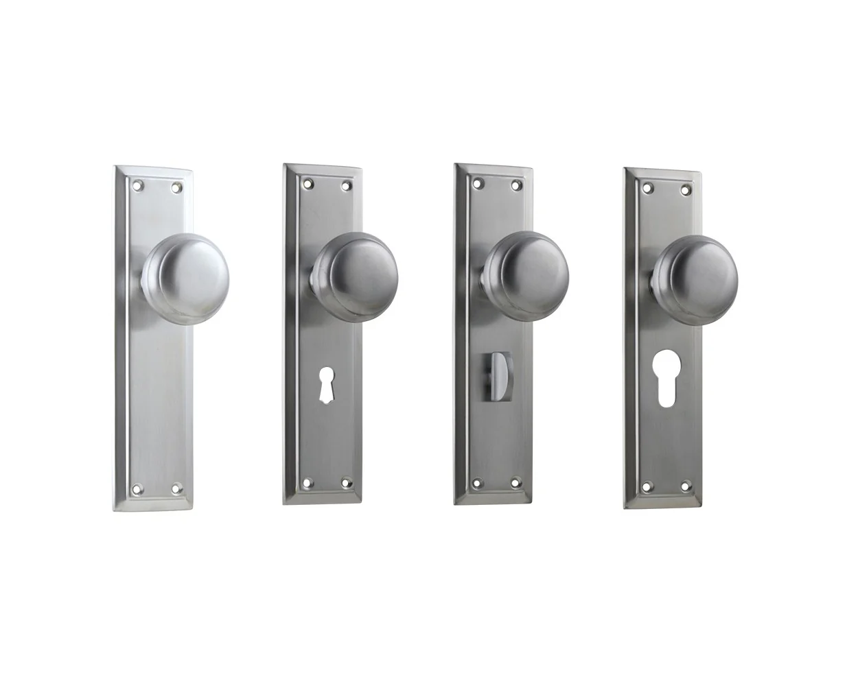 Tradco Richmond Door Knob on Long Backplate Satin Chrome