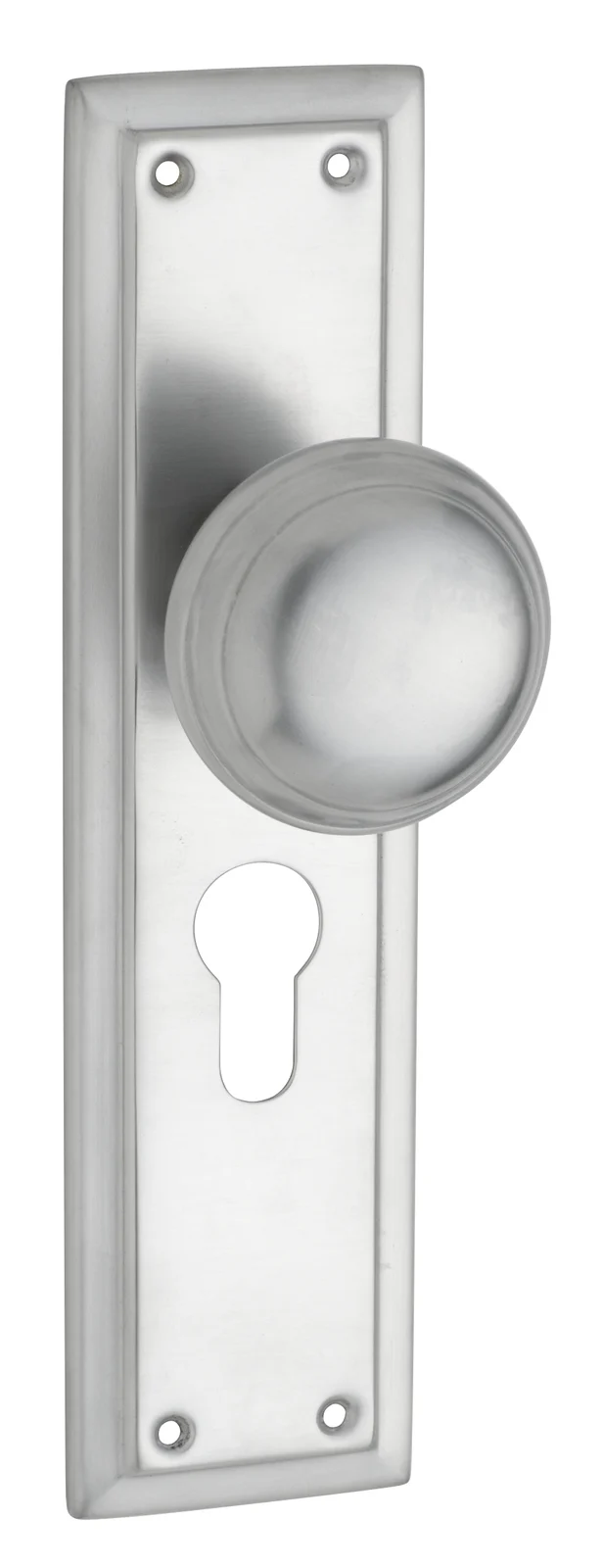 Tradco Richmond Door Knob on Long Backplate Satin Chrome - Image 2