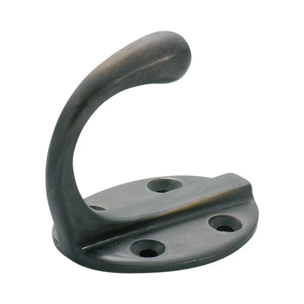 Tradco Single Robe Hook Oval Backplate Antique Brass 3963