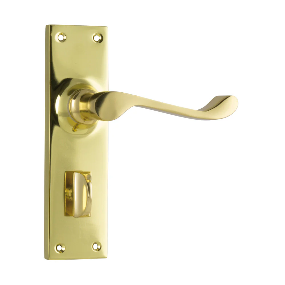 Tradco Victorian Door Lever Handle on Long Backplate Polished Brass - Image 6