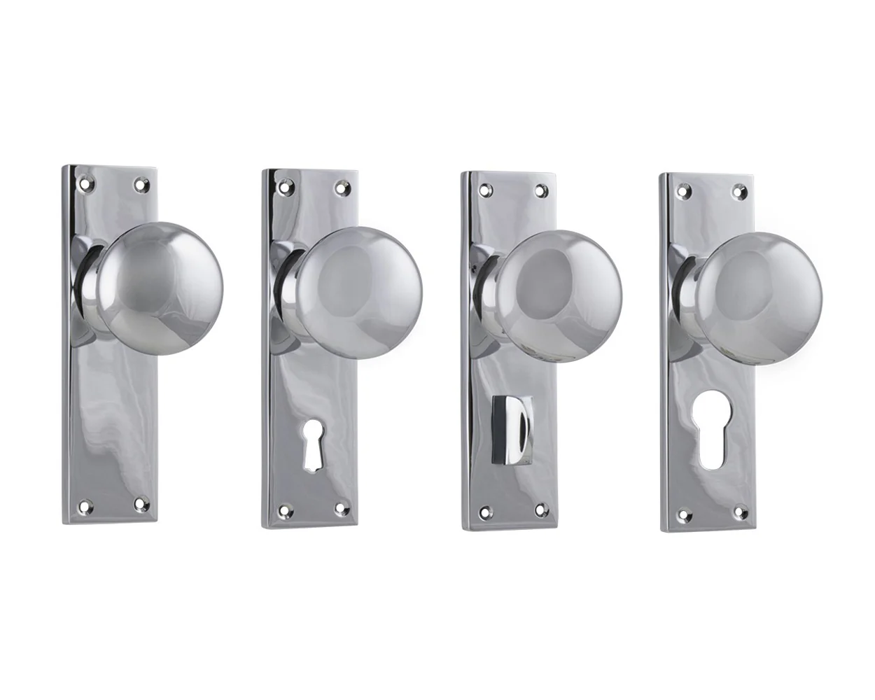Tradco Victorian Knob on Long Backplate Chrome Plated