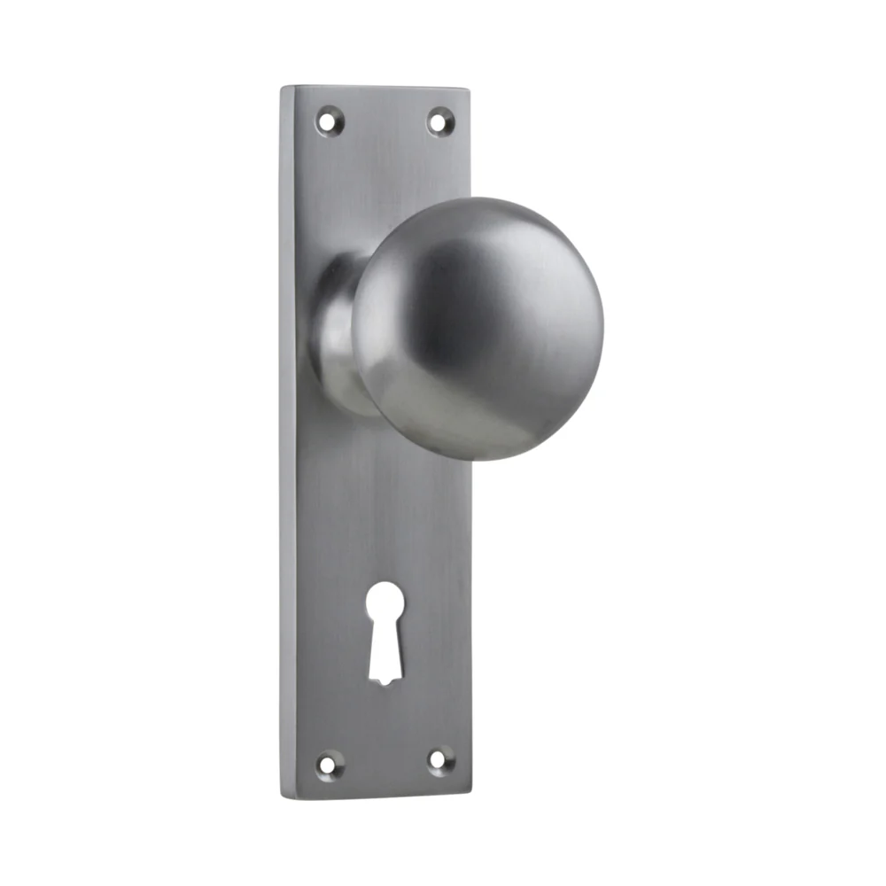 Tradco Victorian Knob on Long Backplate Satin Chrome - Image 5