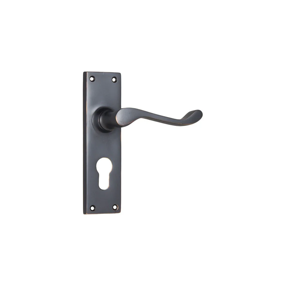 Tradco Victorian Lever Door Handle on Long Backplate Antique Copper - Image 3