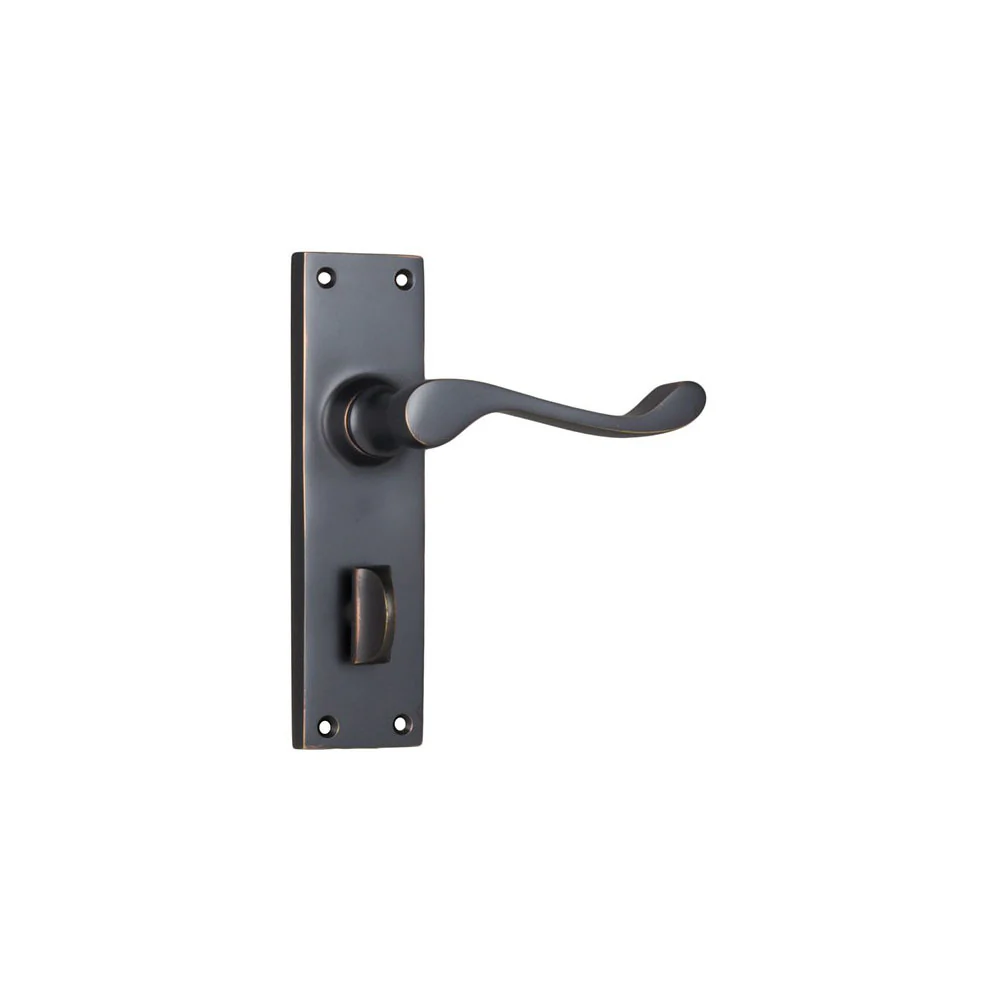 Tradco Victorian Lever Door Handle on Long Backplate Antique Copper - Image 4