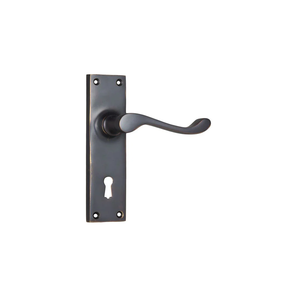 Tradco Victorian Lever Door Handle on Long Backplate Antique Copper - Image 5