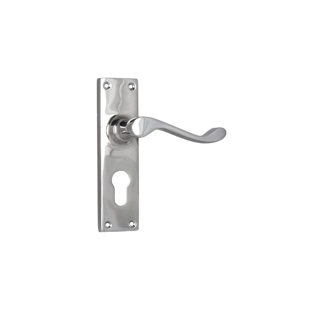 Tradco Victorian Lever Door Handle on Long Backplate Chrome Plated - Image 3