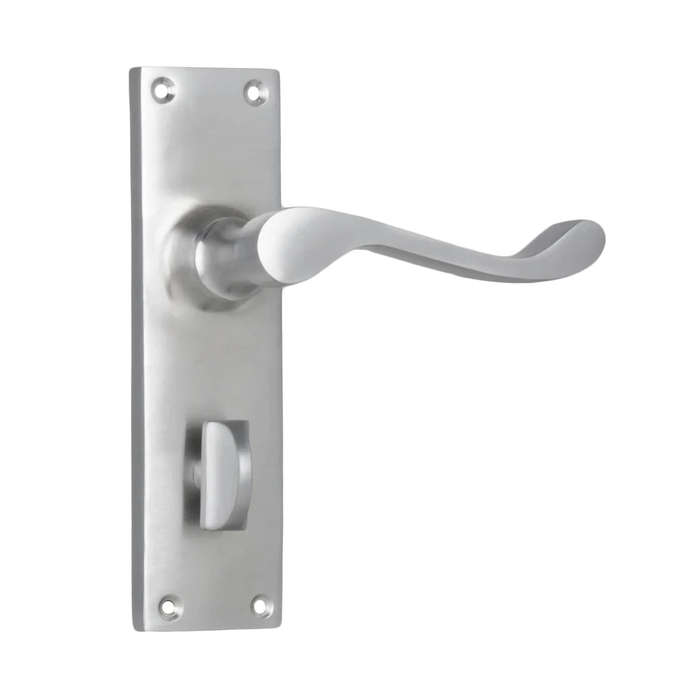 Tradco Victorian Lever Door Handle on Long Backplate Satin Chrome - Image 6