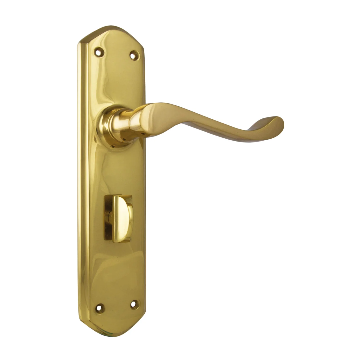 Tradco Windsor Door Lever Handle on Long Backplate Unlacquered Polished Brass - Image 5