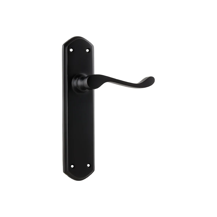 Tradco Windsor Lever Door Handle on Shouldered Backplate Matt Black - Image 3