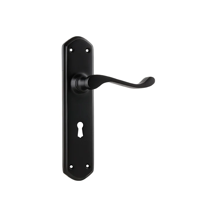 Tradco Windsor Lever Door Handle on Shouldered Backplate Matt Black - Image 5